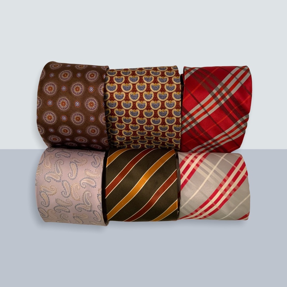 100% Silk 6 Piece of Assorted Men’s Ties Multi Pattern Multi Colours